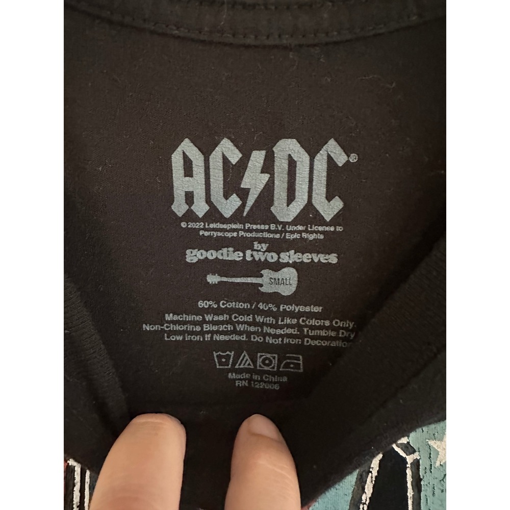 AC/DC US Tour 76 Graphic Tee Goodie Two Sleeves Black Small Rock Band T-Shirt - Picture 5 of 5